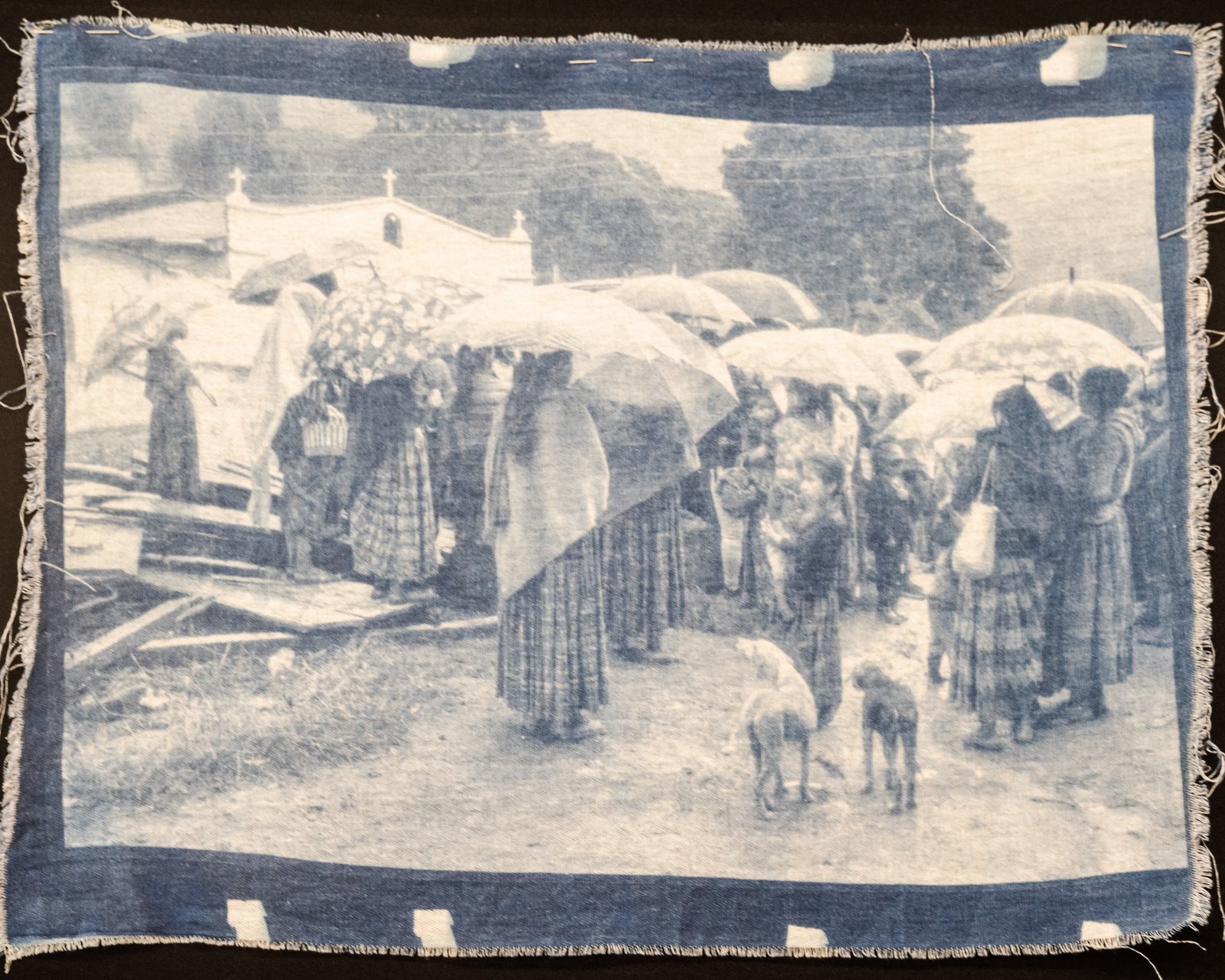 Los Olvidados — the procession, cyanotype on cotton