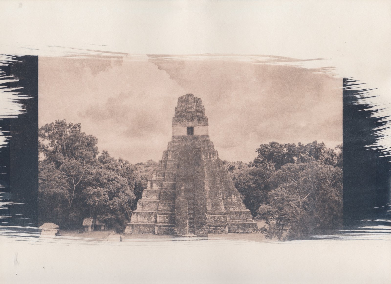 El Gran Jaguar · Tikal, Guatemala · cyanotype on amate, herbal tone